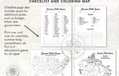 License Plate Game Printable - Usa Und Kanada, Road Trip Spiele with Printable USA Map For the License Plate Game