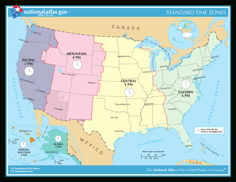Printable Time Zone Map USA State Names | Printable Map Of USA