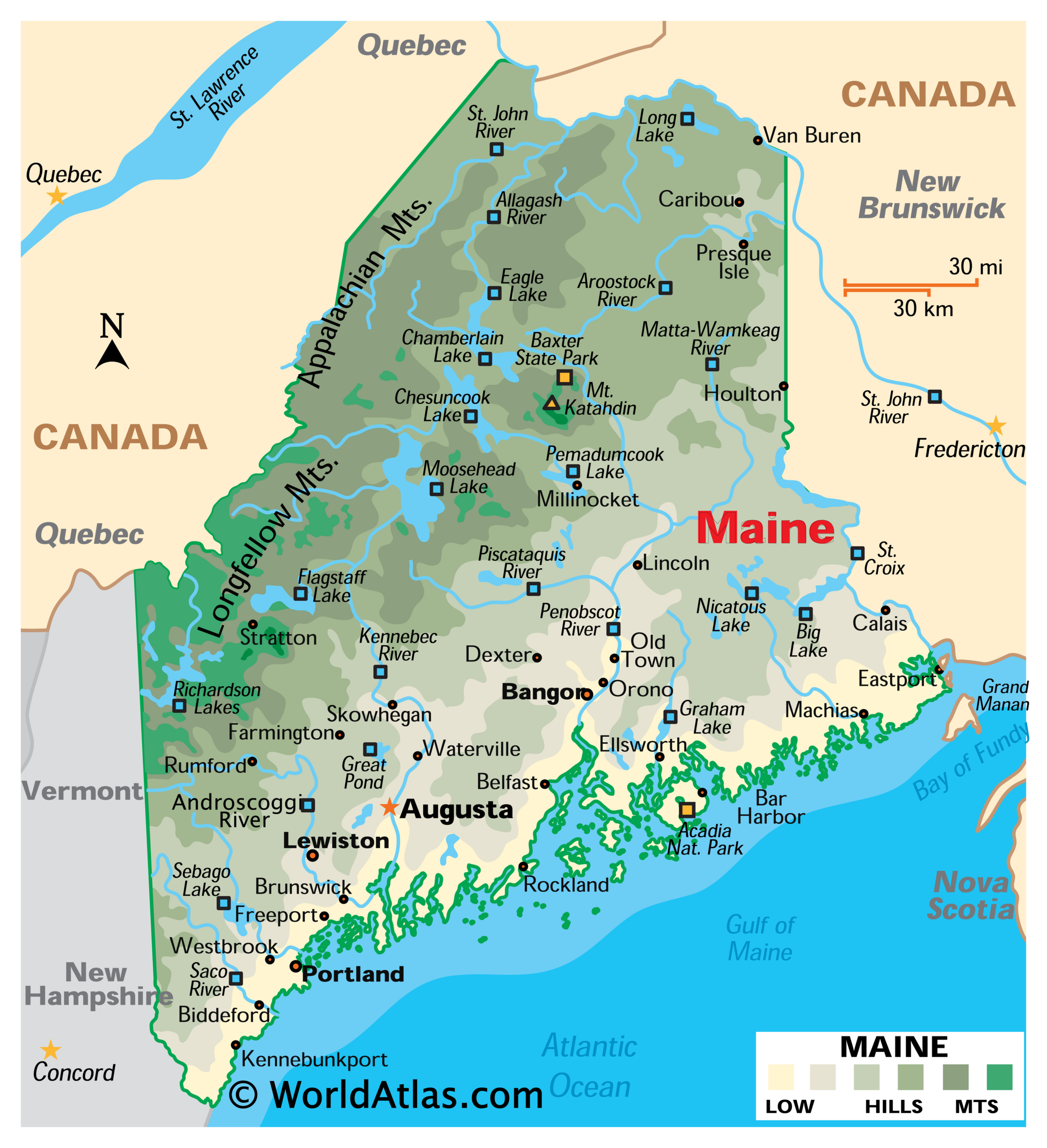 Maine Maps &amp;amp; Facts - World Atlas regarding Printable Map of Maine USA