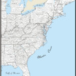 Map Custom East Coast Usa Region County Outline/County Names With Regard To Printable Map East Cost USA