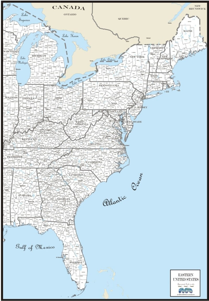 Printable Map East Cost USA