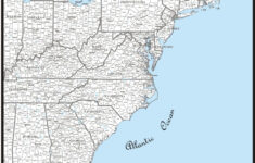 Map Custom East Coast Usa Region County Outline/County Names within Printable Map East Coast USA