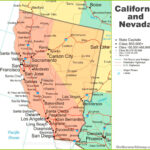 Map Of California And Nevada   Ontheworldmap With Regard To Printable Map Of West Coast Usa