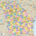 Map Of Georgia With Cities, Counties And Roads   Ezilon Maps For Printable Map Of Georgia USA