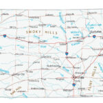 Map Of Kansas   Cities And Roads   Gis Geography In Printable Map Of Kansas USA