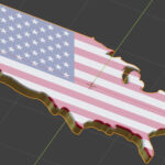 Map Of Most Popular Countries Land Border With Flag 3D Model $190 Pertaining To 3D Printable Usa Map With Flag