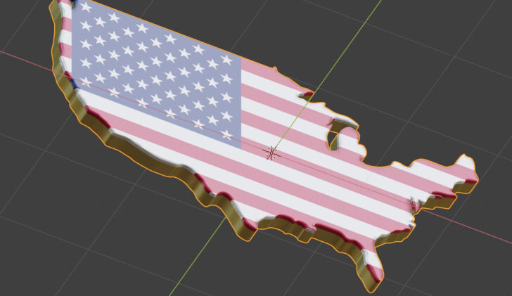 3D Printable USA Map with Flag