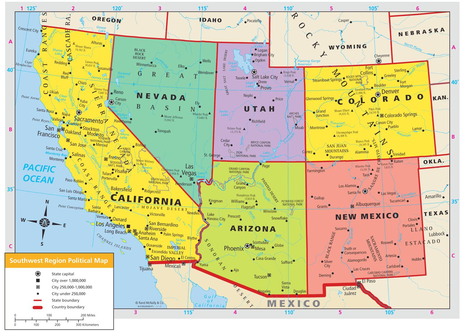 Map Of Southwest Usa - Map Southwest Usa (Northern America - Americas) intended for Printable Map Of Southwest Usa