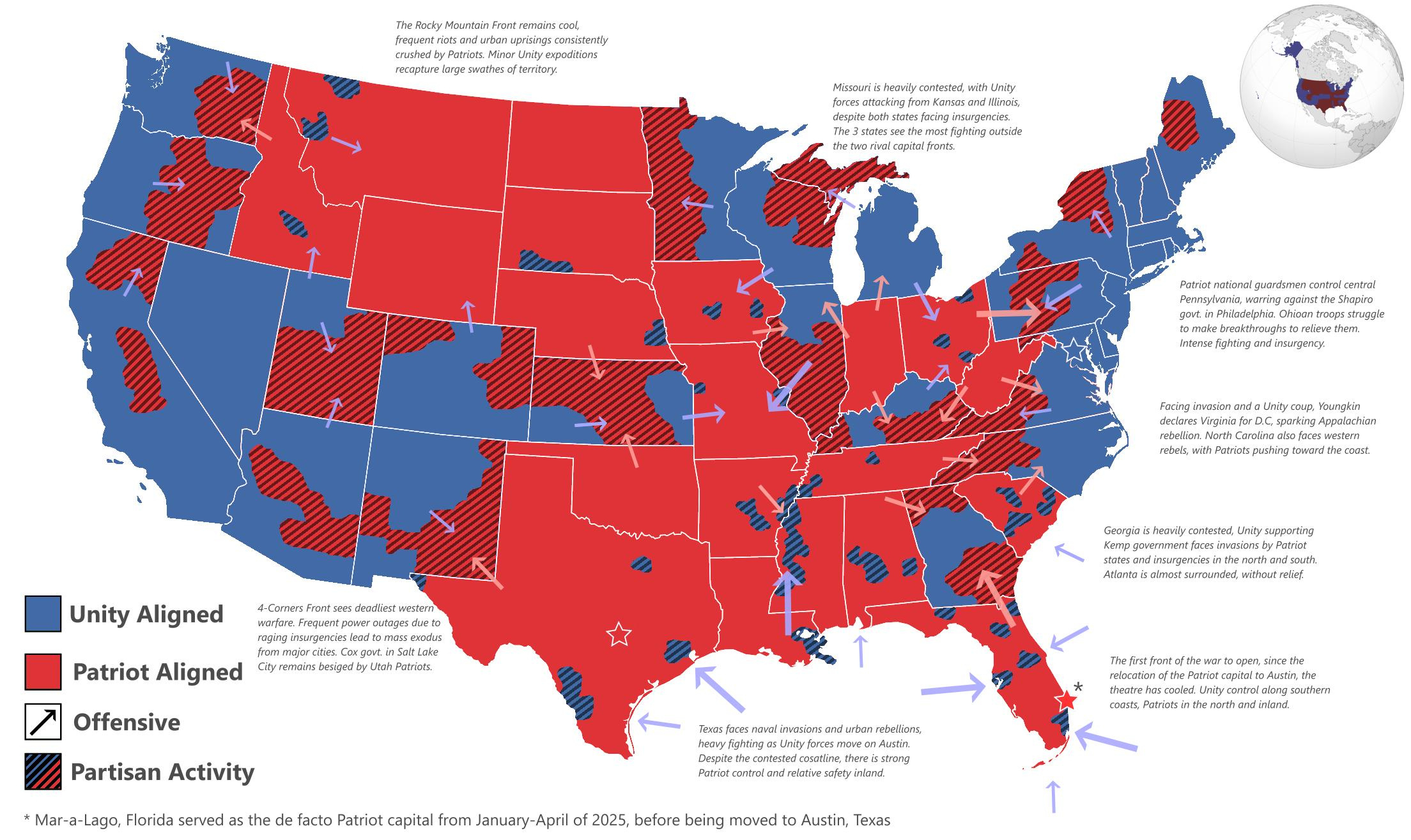 Map Of The 2Nd American Civil War: State Allegiances, Major for Navy Map Showing How Usa Will Be Divided