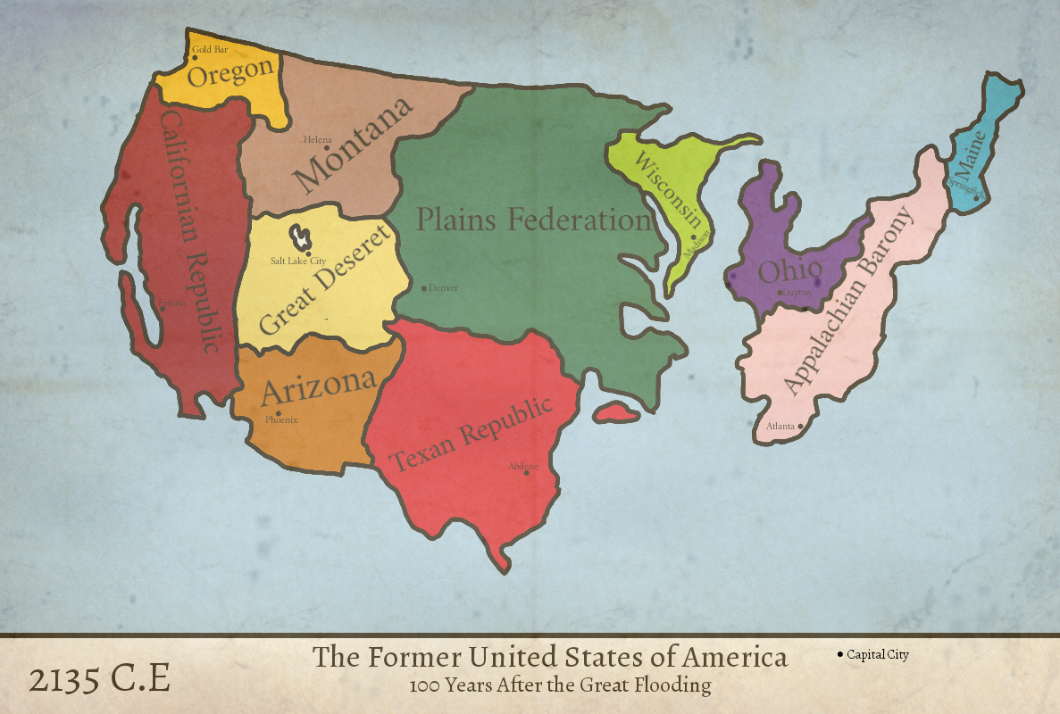Map Of Us After The Sea Levels Rise To About 200 Meters Above with regard to Edgar Cayce Flood Map USA