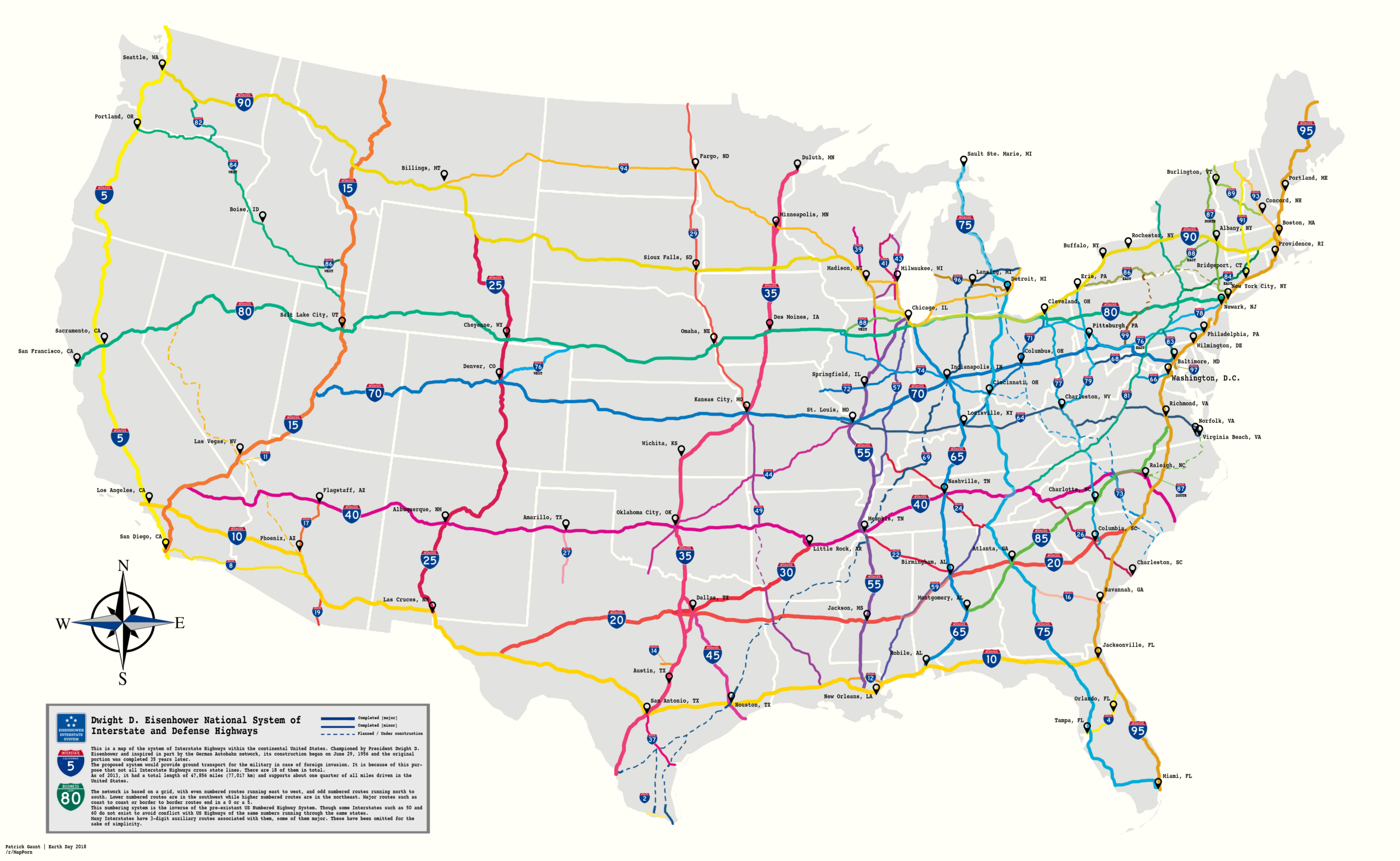 Map Of Us Interstate Highways : R/Mapporn in Usa Interstate Highway Map