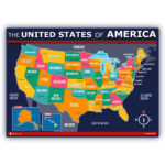 Map Of Usa For Kids Laminated Large Poster In Usa Map With Elements Printable