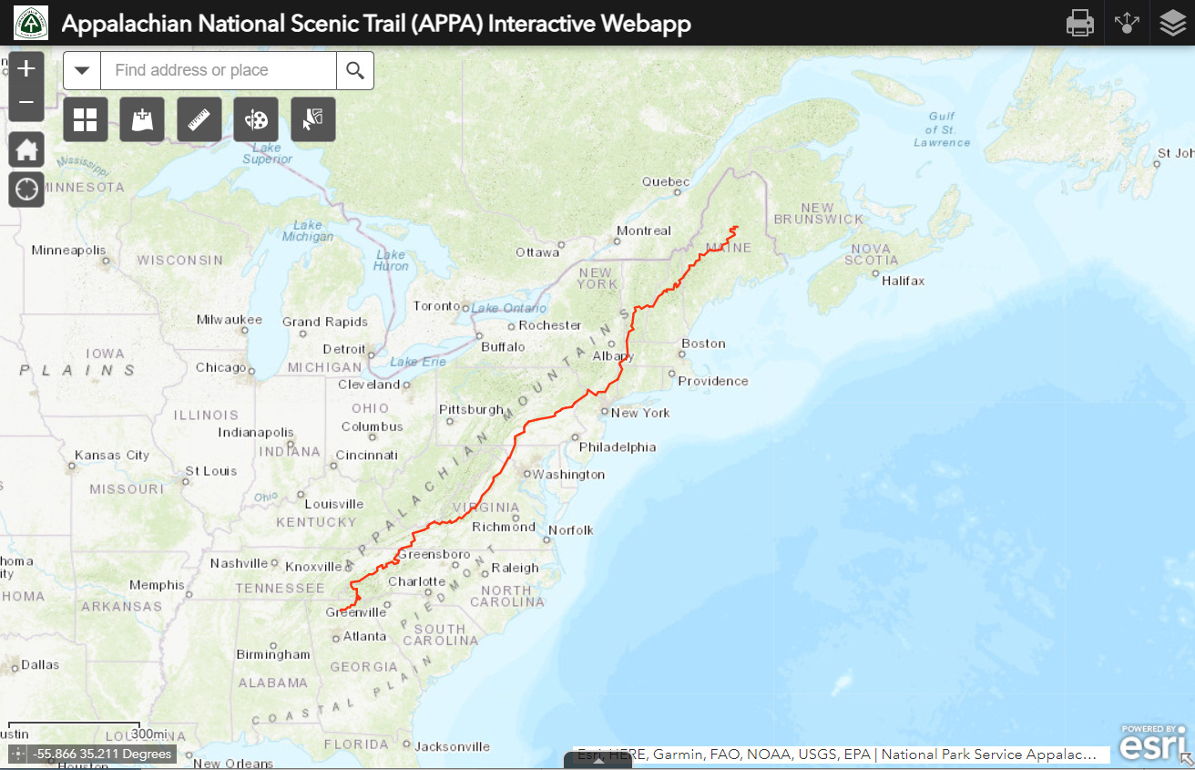 Maps - Appalachian National Scenic Trail (U.s. National Park Service) with regard to Map of Appalachian Mountains Printable