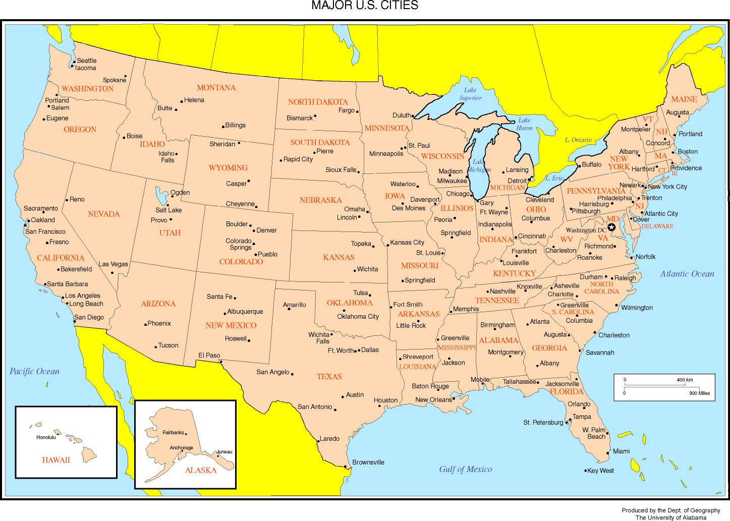 Maps Of The United States throughout Map Usa Major Cities Printable