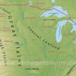 Midwest Physical Map Intended For Rivers Of The Midwest USA Map Printable