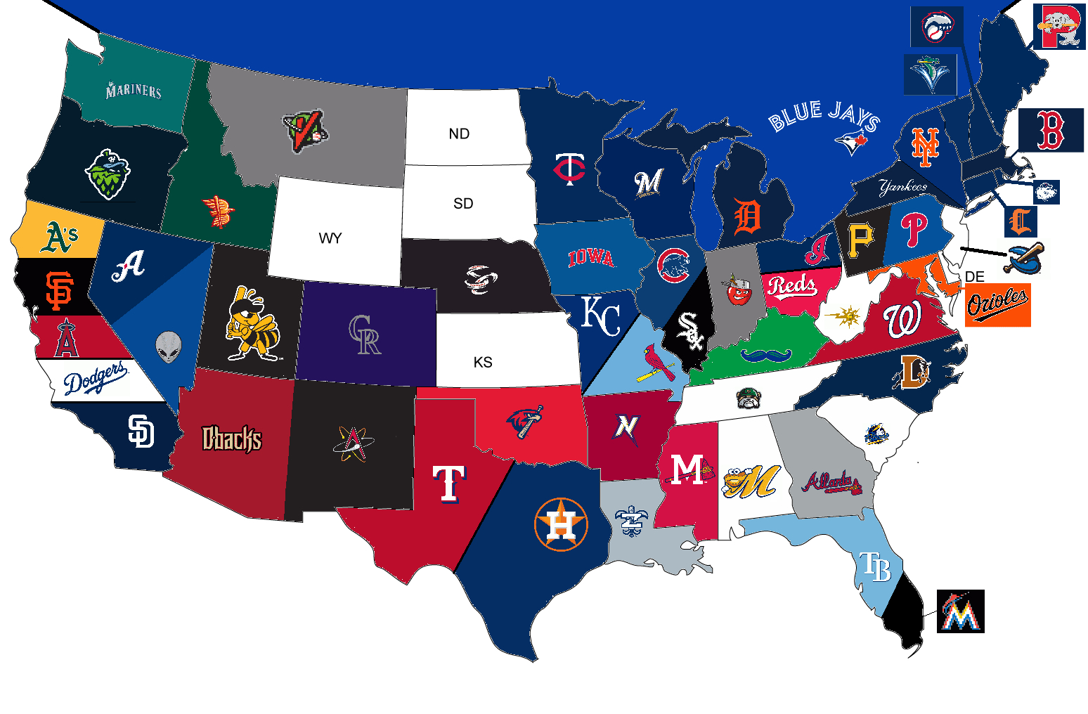 Mlb Map | Teams | Logos - Sport League Maps with Usa Map Of All Mlb Teams Printable