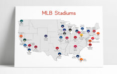 Mlb Stadiums Map Art Print: Baseball Fan Gift - Etsy pertaining to Usa Map Of All Mlb Teams Printable
