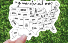 My Wanderlust Map Vinyl Sticker Or Magnet | United States Usa Waterproof  Decal | Travel | Coloring | Diy | Wanderlust | Outdoors with Mr Printables Usa Map