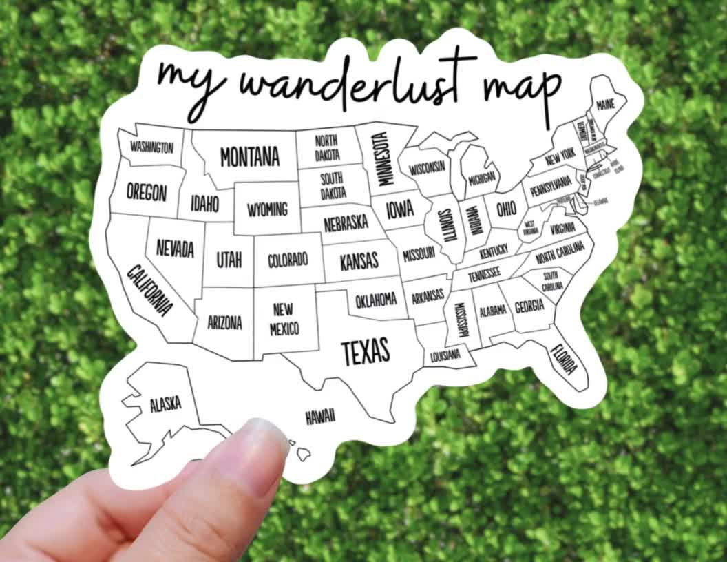 My Wanderlust Map Vinyl Sticker Or Magnet | United States Usa Waterproof Decal | Travel | Coloring | Diy | Wanderlust | Outdoors with Mr Printables Usa Map
