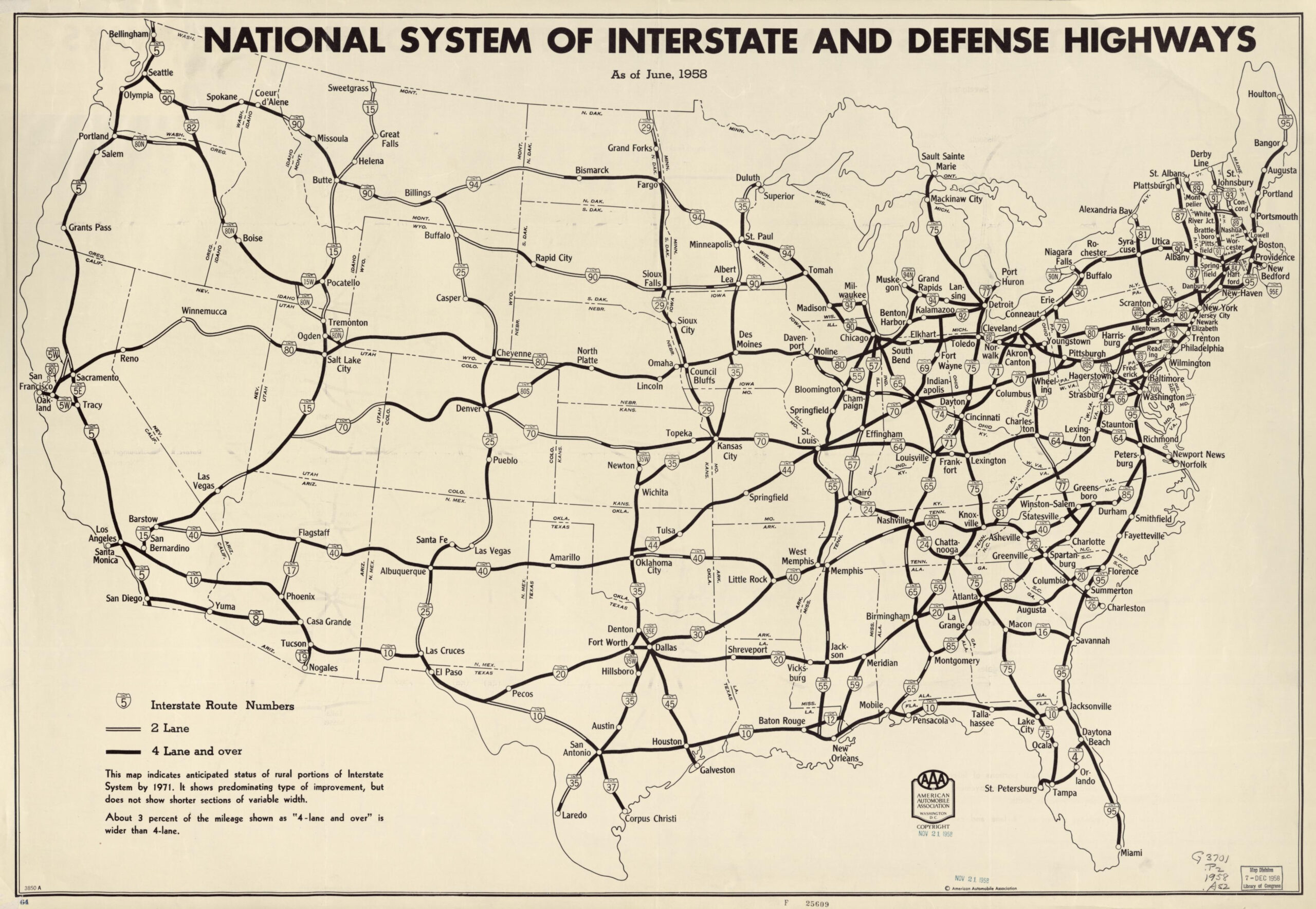 National System Of Interstate And Defense Highways Act Signed Into regarding Usa Interstate Road Map 1955