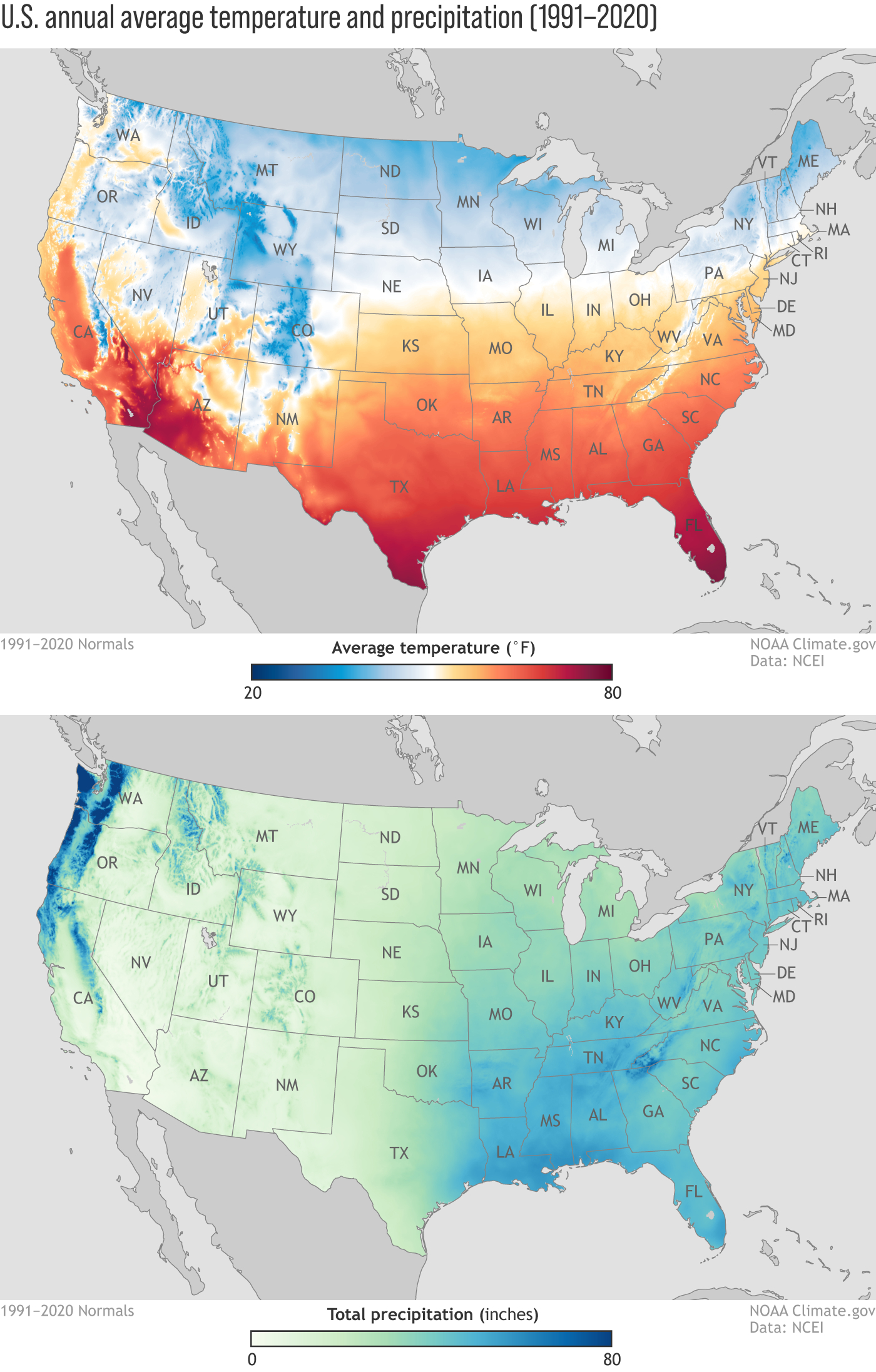 New Maps Of Annual Average Temperature And Precipitation From The throughout Climate Map Usa Printable