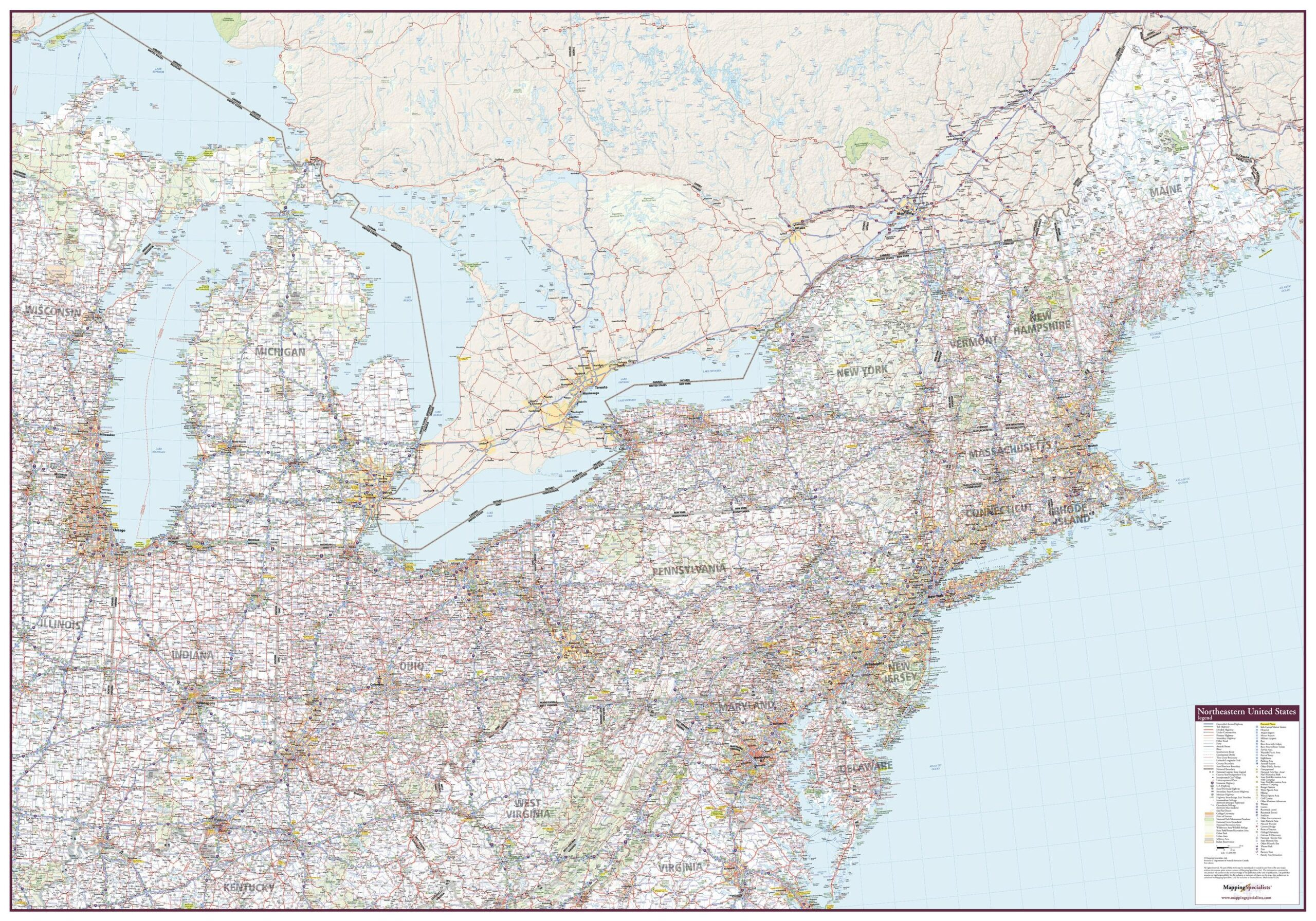 Northeastern United States Wall Mapmapping Specialists - The intended for Printable Map of North East USA