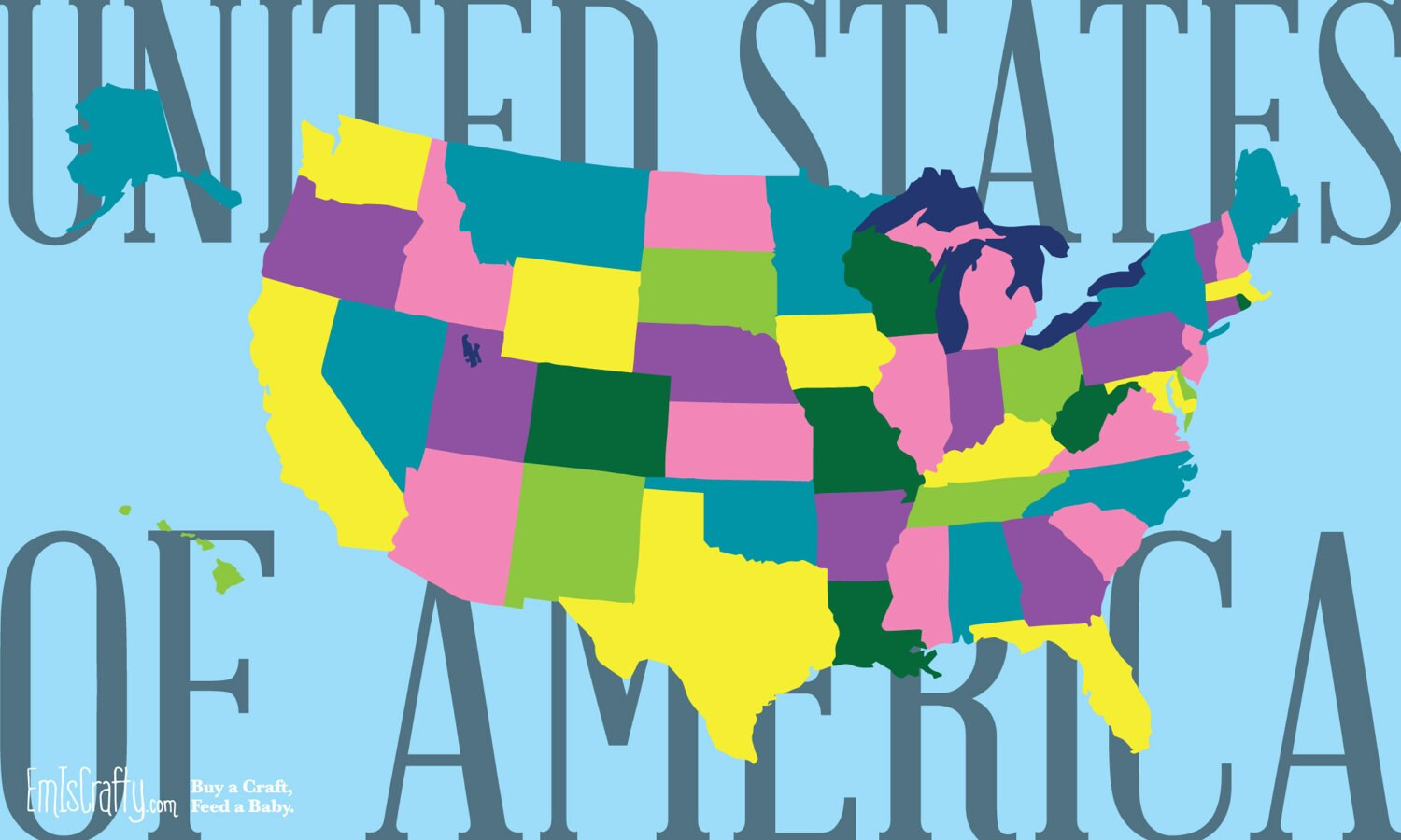 Pattern For United States Montessori Map - Interactive Usa Activity For Felt Or Paper, 3X5 Ft. Printable - Buy A Craft, Feed A Baby pertaining to Printable 3X5 Map Of Usa