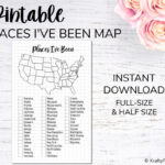 Places I'Ve Been Usa Map Printable   Etsy Inside Bullet Journal Printable Usa Map