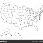 Political Map Of United States Od America, Usa. Simple Flat Black Throughout Printable Outline Map Of USA With State Names