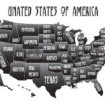 Poster Map Of United States Of America With State Names. Black And Regarding Map Of Usa States Black And White Free Printable