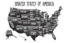 Poster Map Of United States Of America With State Names. Black And regarding Printable Black and White Map of USA