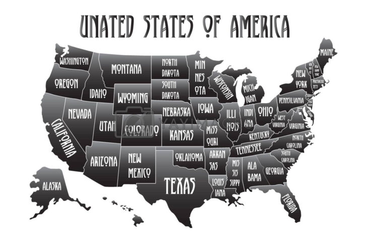 Printable Black and Whit USA Map