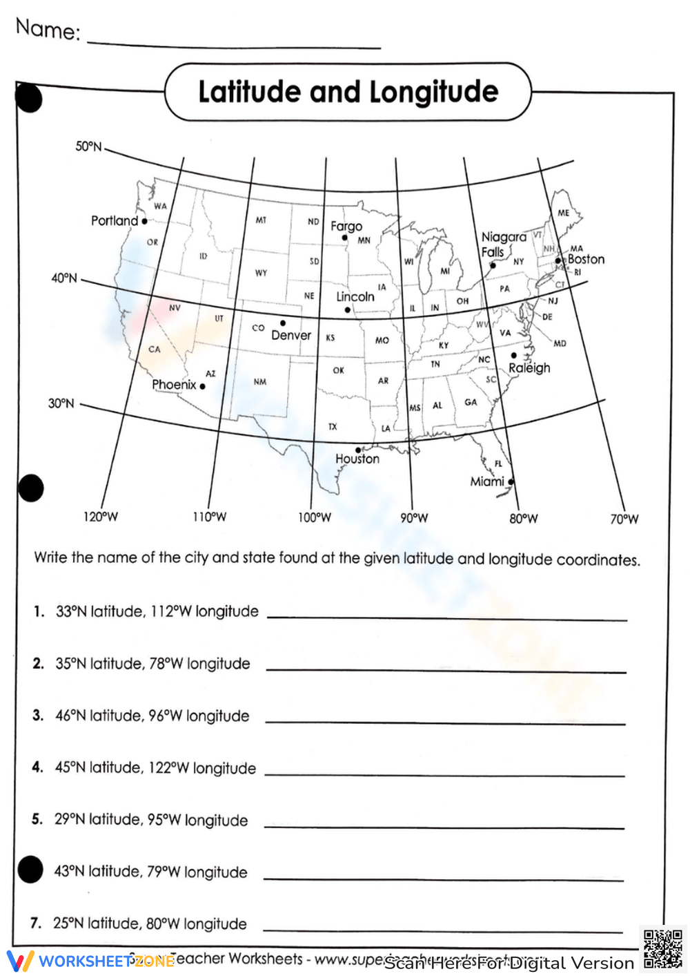 Printable Latitude And Longitude Worksheets intended for USA Map with Latitude and Longitude Printable