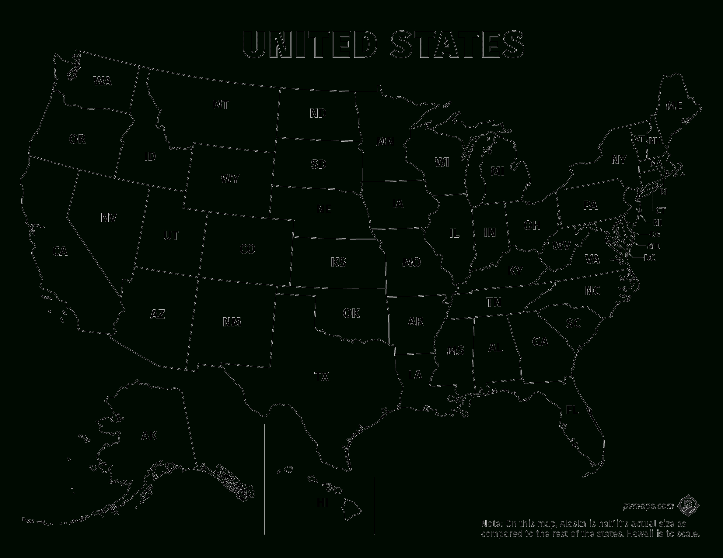 Printable Line Maps | Pvmaps with regard to Printable Map of USA Abbreviations