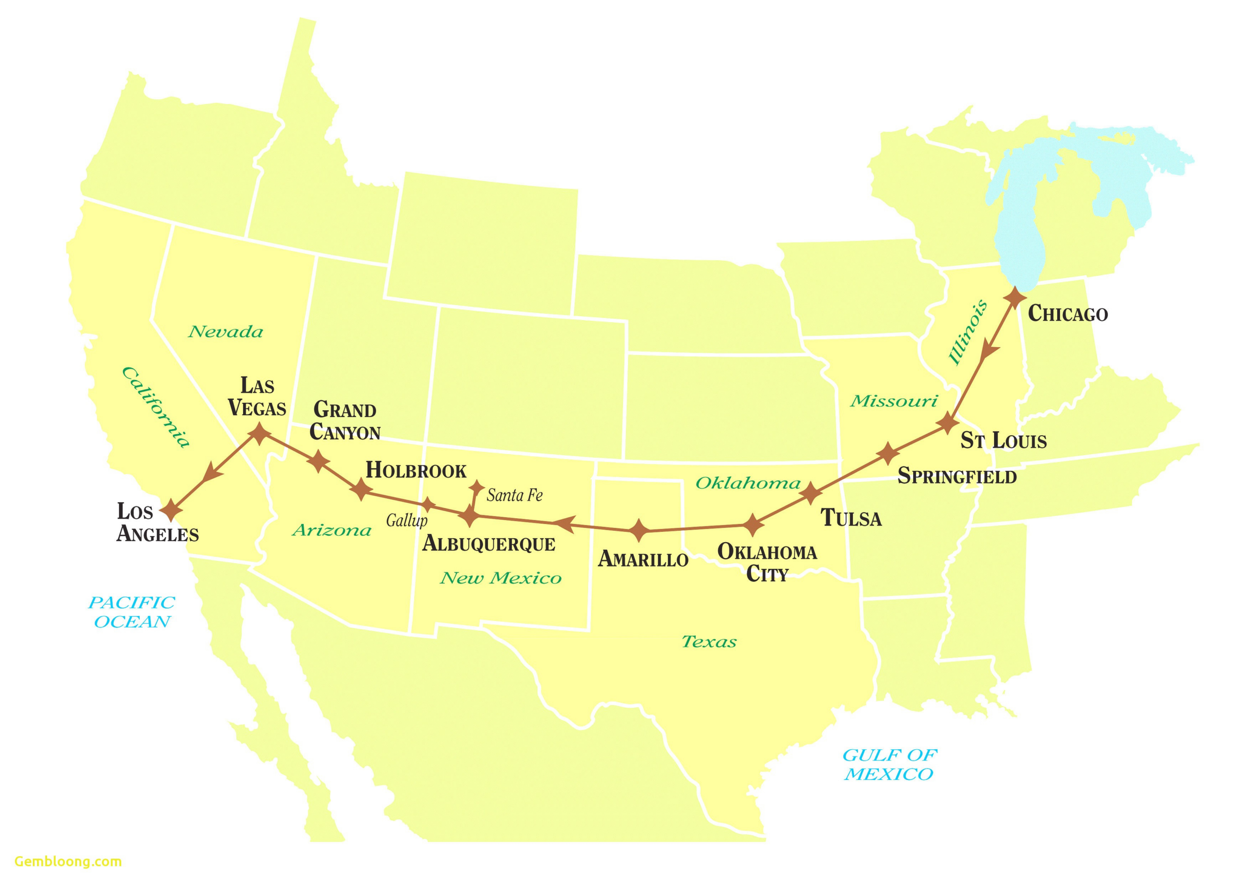 Printable Map Of Route 66 Usa - Printable in Free Printable Map of Route 66 USA