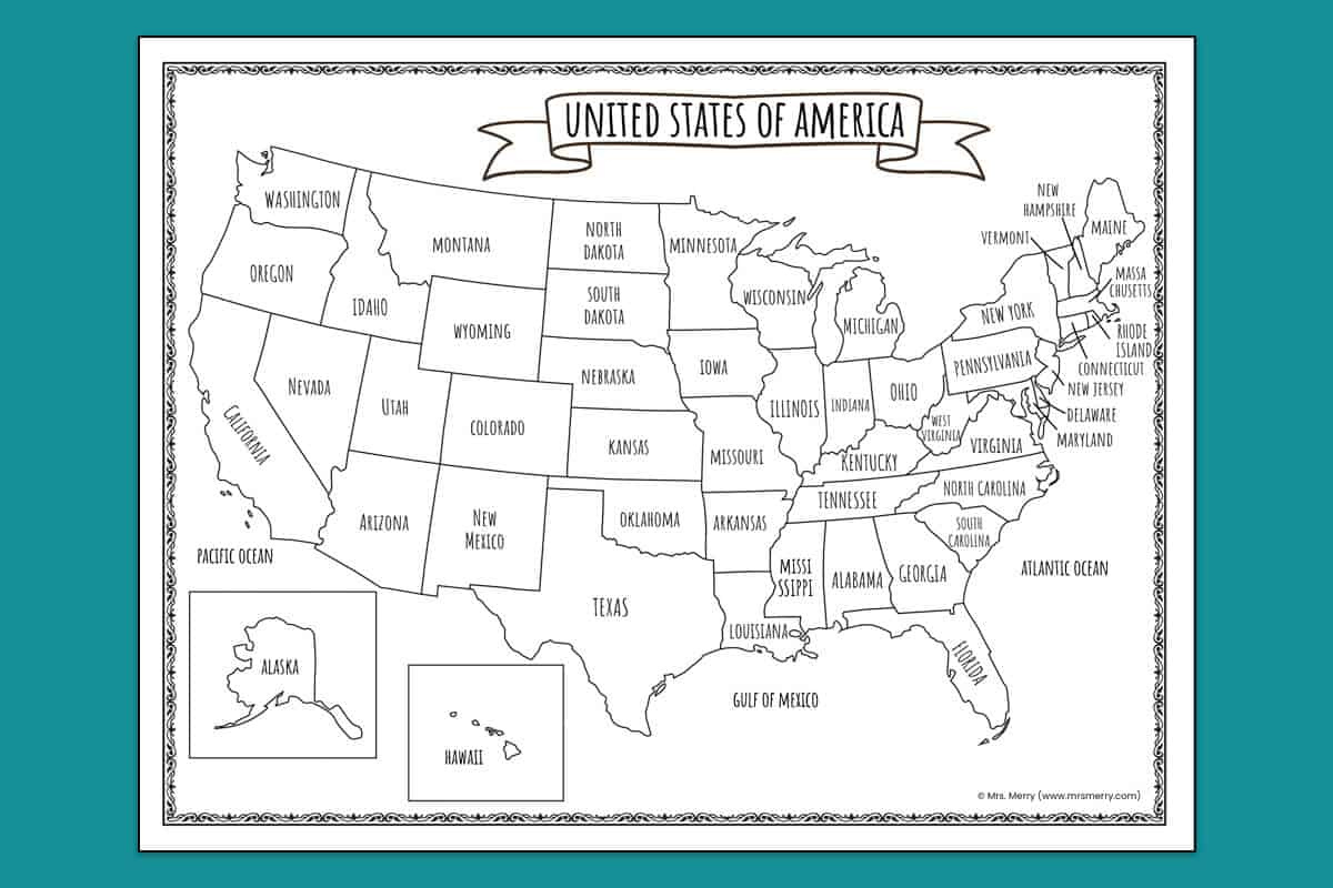 Printable Map Of The United States | Mrs. Merry throughout Printable Usa Map With State Names