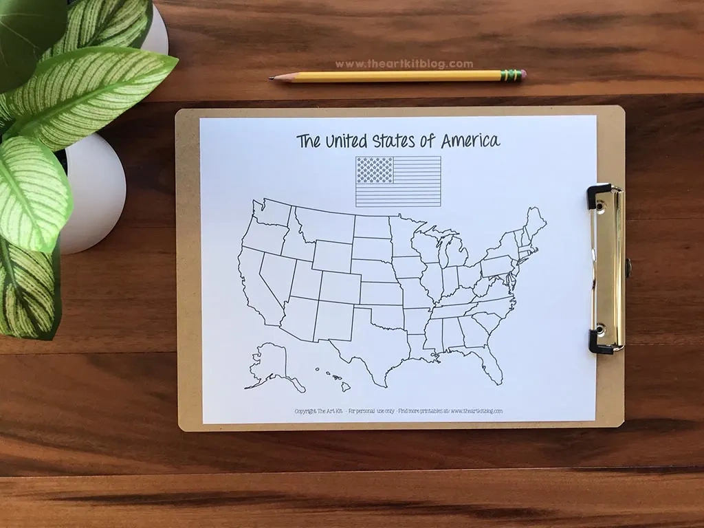 Printable United States Map Outline - The Art Kit throughout Bullet Journal Printable Usa Map