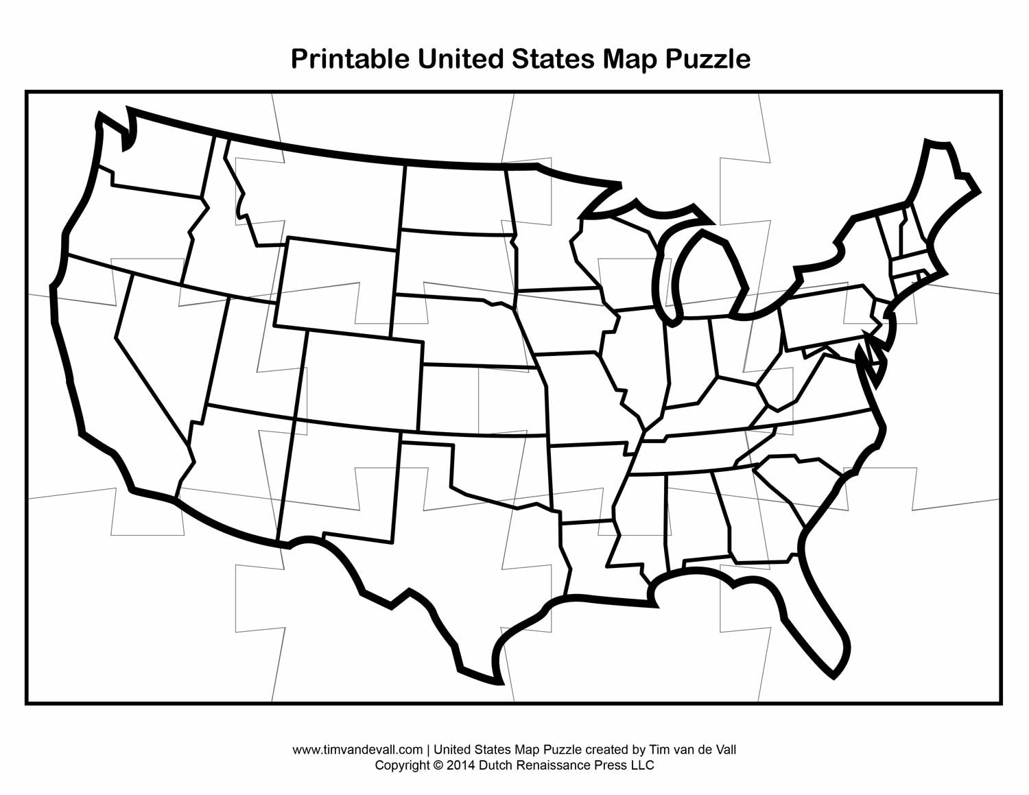 Printable United States Map Puzzle For Kids | Make Your Own Puzzle inside Printable Blank Usa Map For Kids