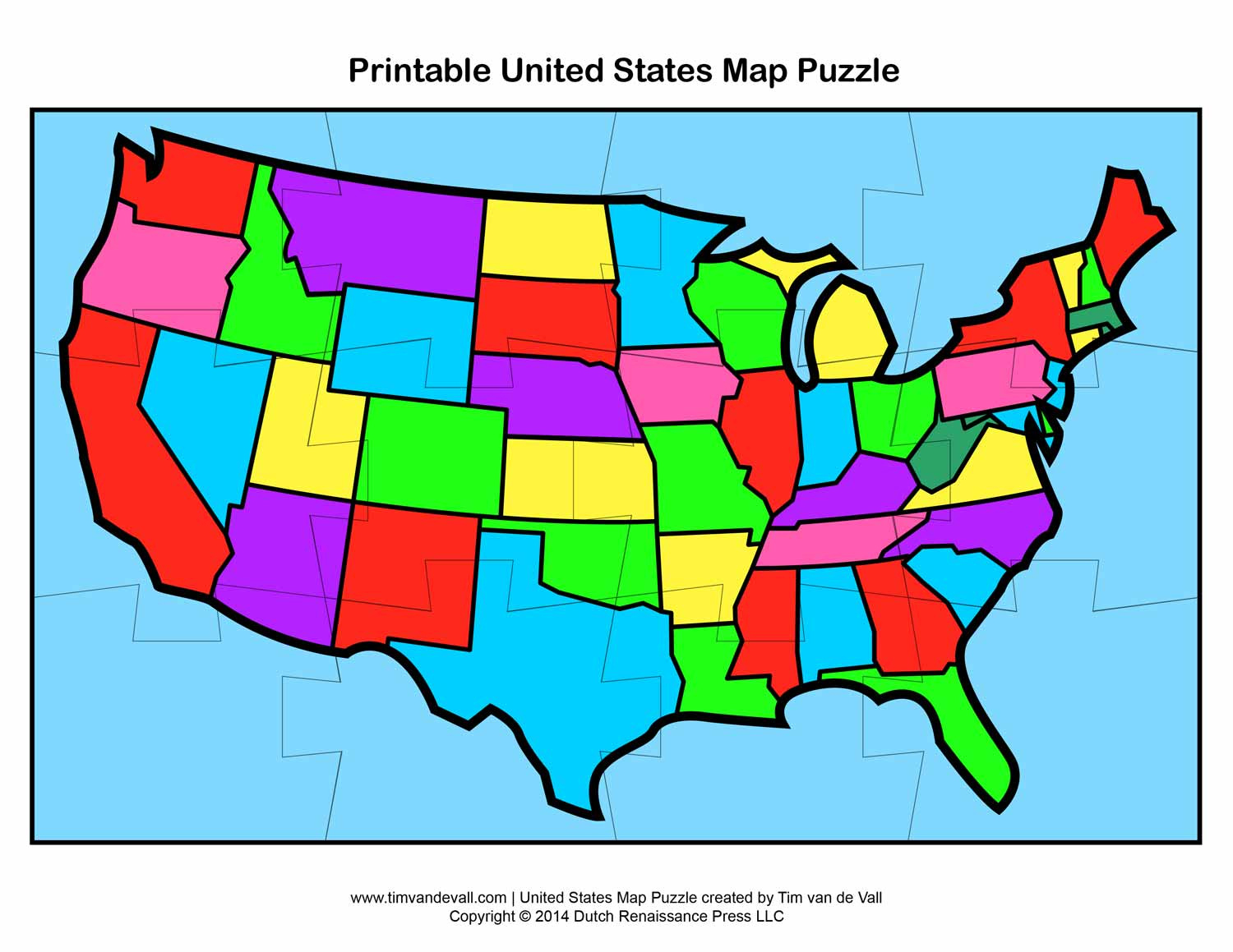 Printable United States Map Puzzle For Kids | Make Your Own Puzzle within Printable USA Puzzle Map