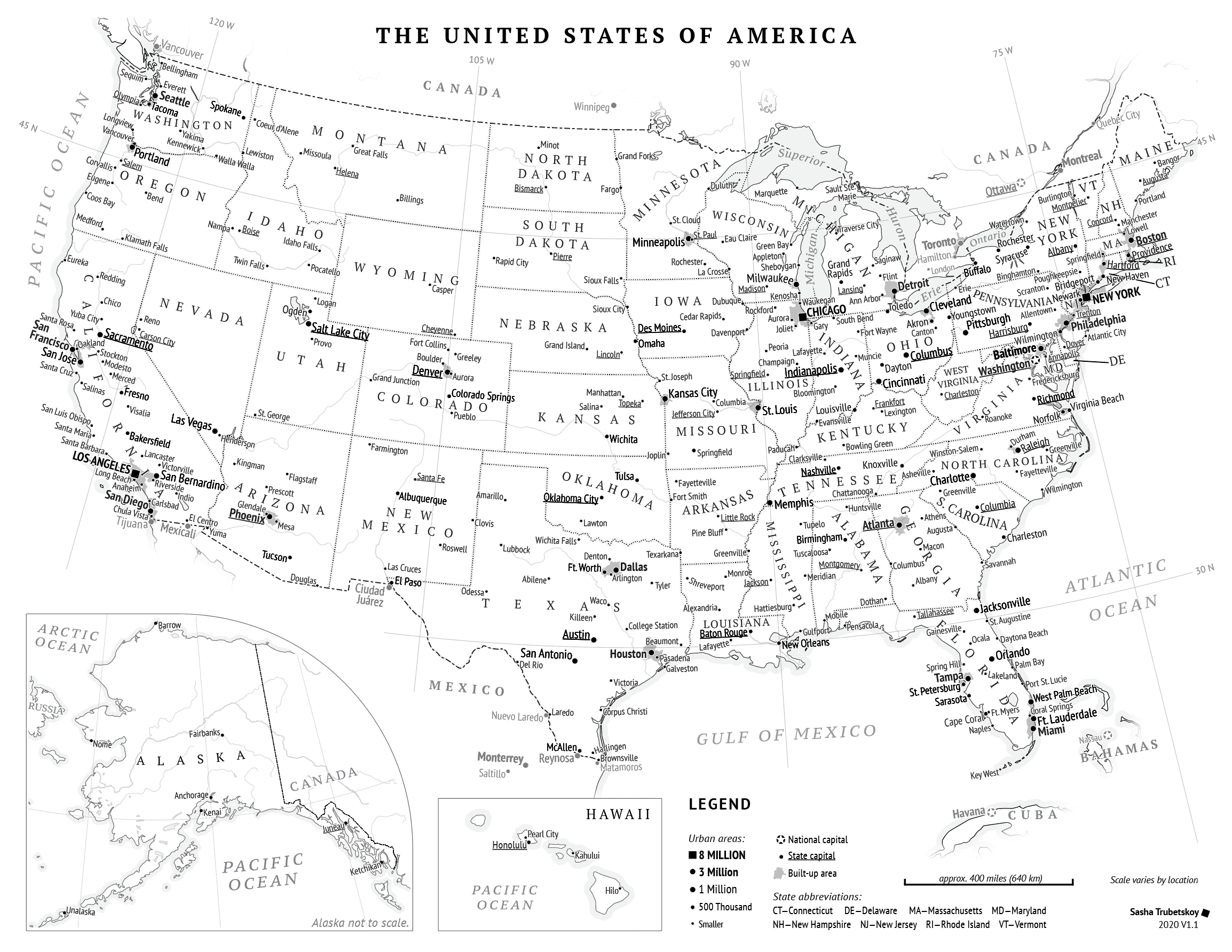 Printable United States Map | Sasha Trubetskoy intended for Printable Map of the USA with Cities