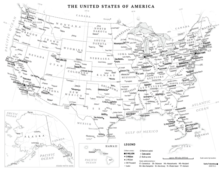 Printable USA Map with Major Cities