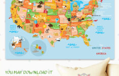Printable Usa Poster, Cute Baby Gift, Print, Nursery Wall Decor for Printable USA Map with States For Kids