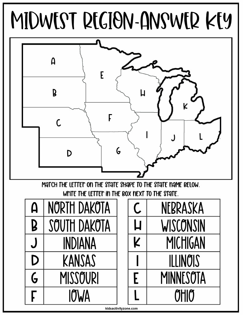 Regions Of The United States Worksheets - Kids Activity Zone with regard to Free Printable Outline Map of the Midwest USA