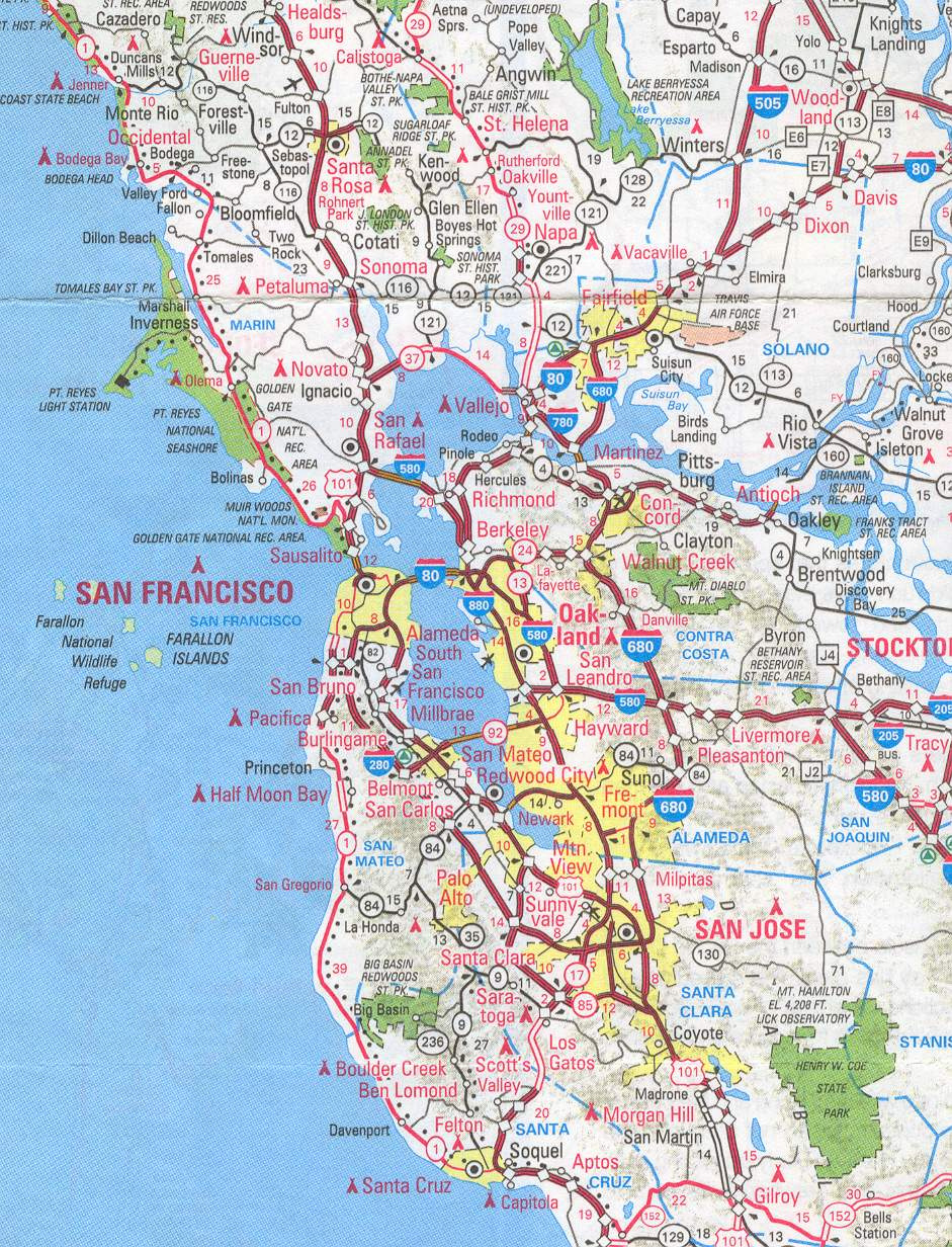 Sanfrancisco Bay Area And California Maps | English 4 Me 2 in Printable Map of West Coast USA
