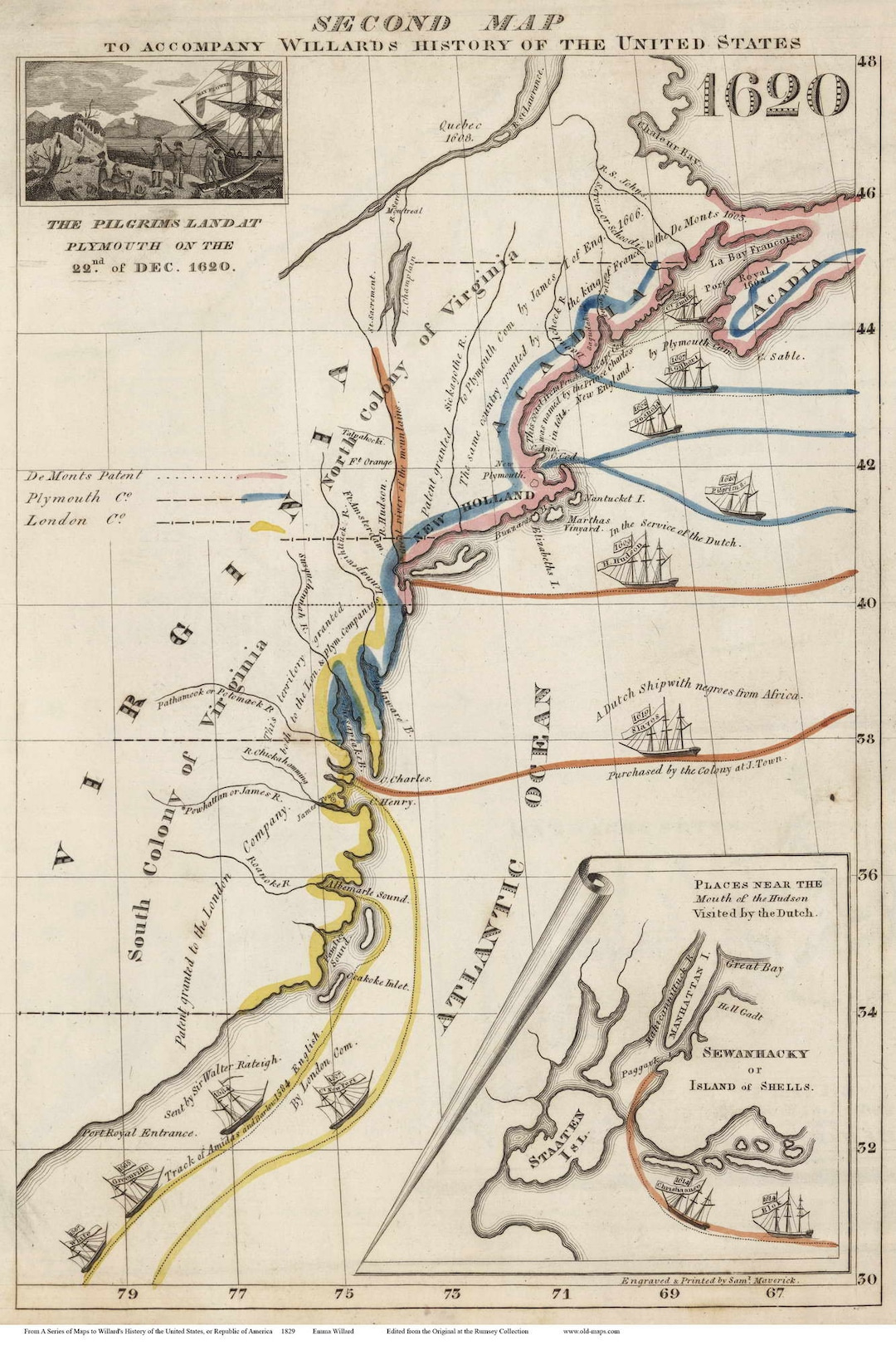 Second Map Of The United States Of America, 1620 - First Land inside Usa Map 1620 Printable
