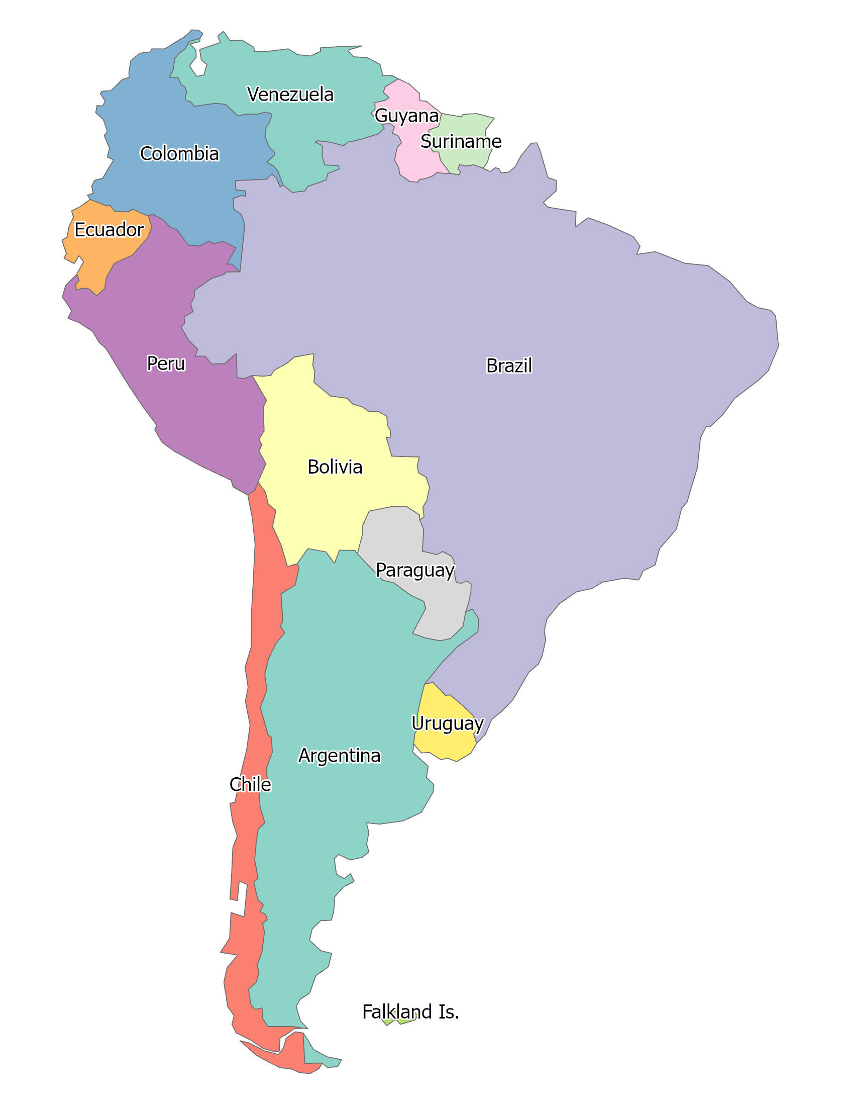 South America Blank Map And Country Outlines - Gis Geography inside South USA Map Printable