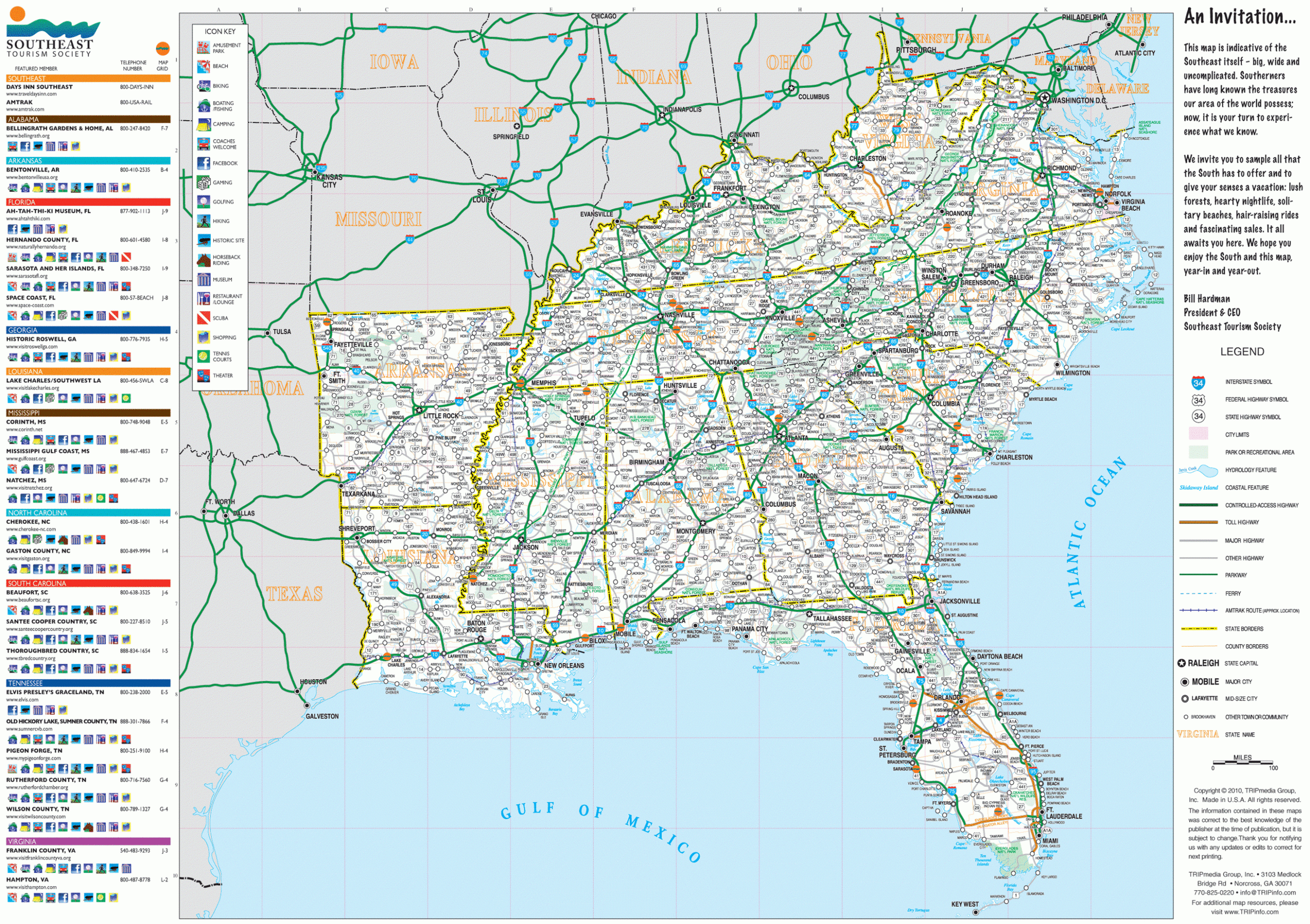 Southeast Usa Road Map throughout Printable Map of Southeast USA