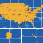Stock Vektorgrafik „Usa Map Infographic Diagram With All Throughout USA Map With Latitude And Longitude Lines