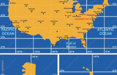 Stock-Vektorgrafik „Usa Map Infographic Diagram With All throughout USA Map with Latitude and Longitude Lines