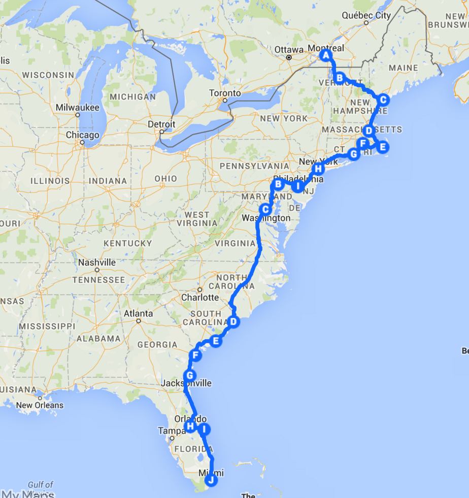The Best Ever East Coast Road Trip Itinerary – Flashpacker Family for Printable Road Map East Coast USA